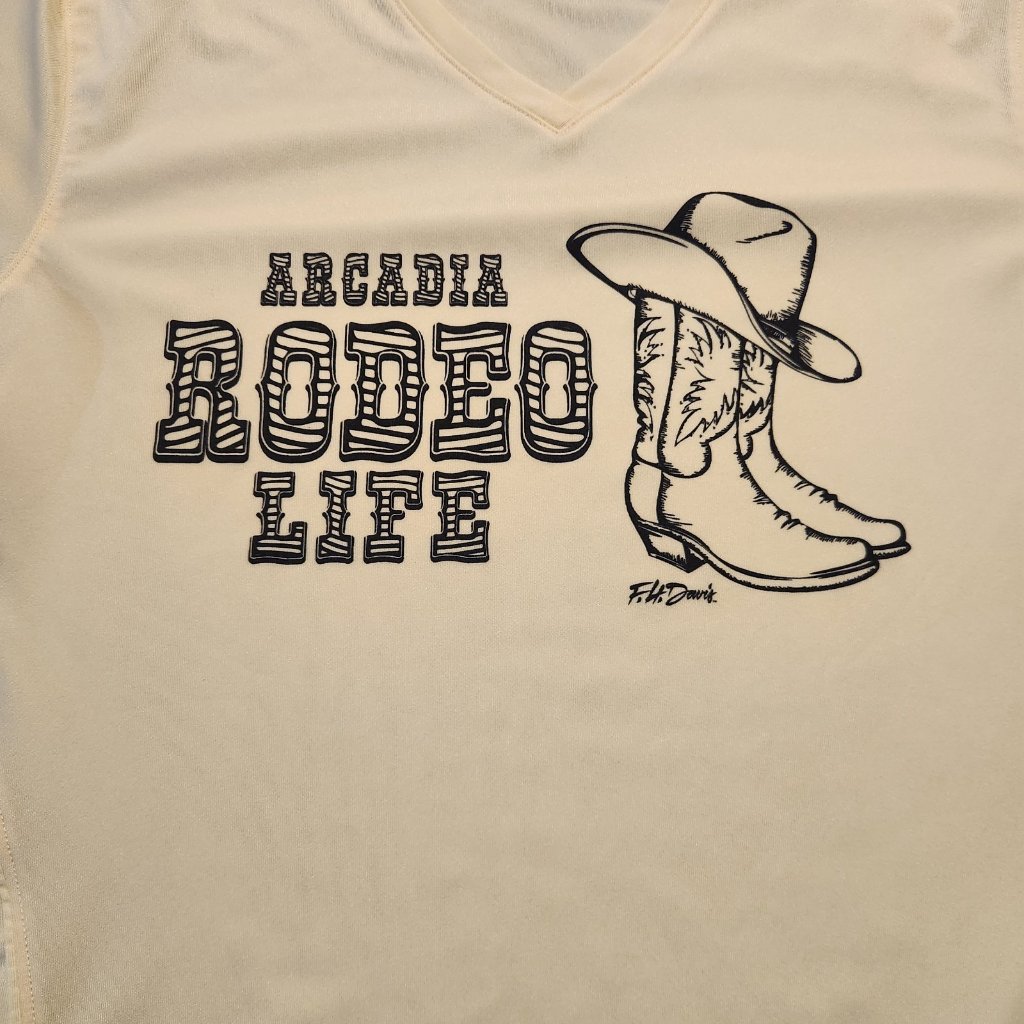Arcadia Rodeo Life T-Shirt Cowgirl Boots V-Neck Western Yellow Womens Medium — image 3 of 8